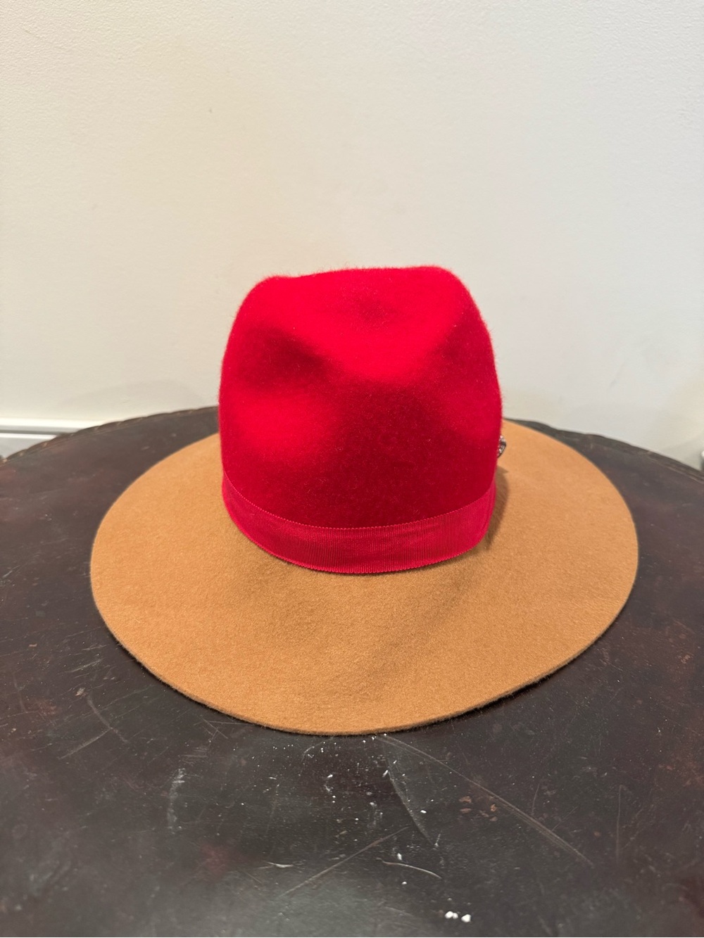Juicy Couture Red and Tan Felt Fedora Hat